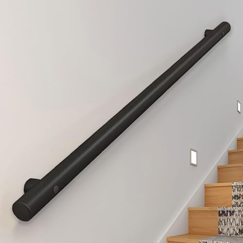 OOPDNEGAK Corrimano A Parete - Corrimano per Ringhiere per Scale Interne, Corrimano per Ringhiere Moderne per Scale, Corrimano per Scale in Acciaio Inossidabile Nero Opaco A Parete(17ft/510cm)