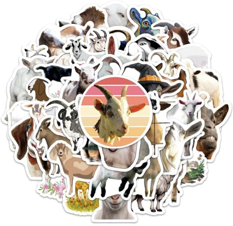 50Stück Ziege Aufkleber für Skateboard,Laptop,Fahrrad,Koffer,Auto,Kühlschrank,Niedliche Cartoon Tier Wasserfeste Vinyl Sticker,Teenager Erwachsene Geschenk,Ästhetische Goat Graffiti Stickers