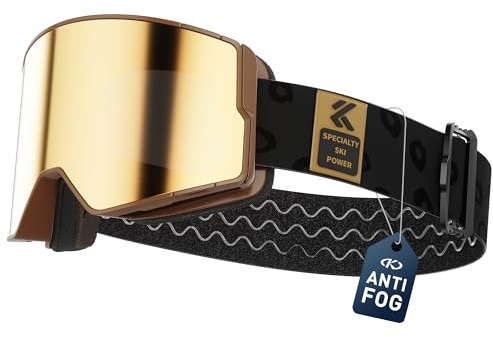 KAPVOE Selbsttönend & Farblinsen Skibrille Anti-Nebel UV400-Schutz OTG für Herren Damen und Jugendliche kompatibel mit Helm ideal für Ski Snowboard und Eisskaten K722