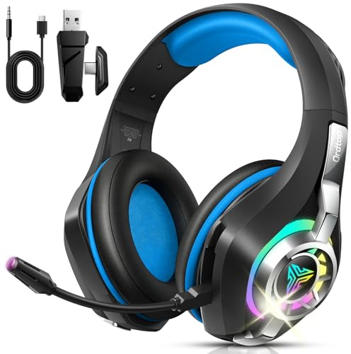 Ordtop Wireless Gaming Headset with Bluetooth 5.4 for PC/PS5/PS4, 6D Stereo | 2.4GHz Low Latency, Gaming Headphones with ENC Noise Cancelling Mic, 40Hrs Surround Sound, Lightweight, USB-C Fast Charging