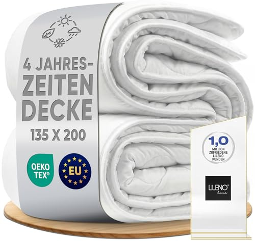 LILENO HOME Bettdecke 135x200 4 Jahreszeiten (1er Set) | 95°C waschbar, | Sanitized & Oeko-Tex Decke 135x200 | Allergikerfreundlich, Geräuscharm & Wolkenweich | Mikrofaser Blanket Made in EU