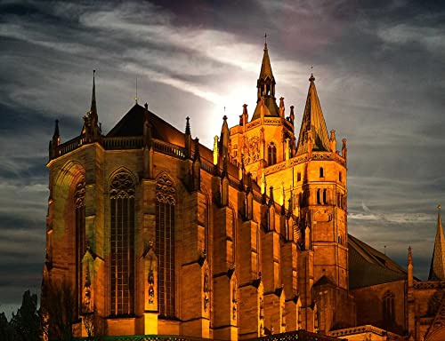 Erfurter Dom – Puzzle mit 1000 Teilen (Religion) – Aufbewahrung: Karton und wiederverschließbarer Beutel – Maße: 26 x 38 cm