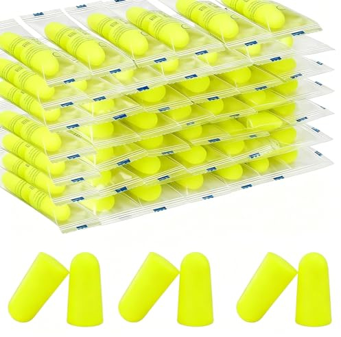 60 Pairs Earplugs for Sleeping, Super Soft Ear Plugs 38dB SNR Noise Cancelling Hearing Protection for Studying, Work, Flying, Snoring Blocking, One Size Fits Virtually Every Wearer, Yellow