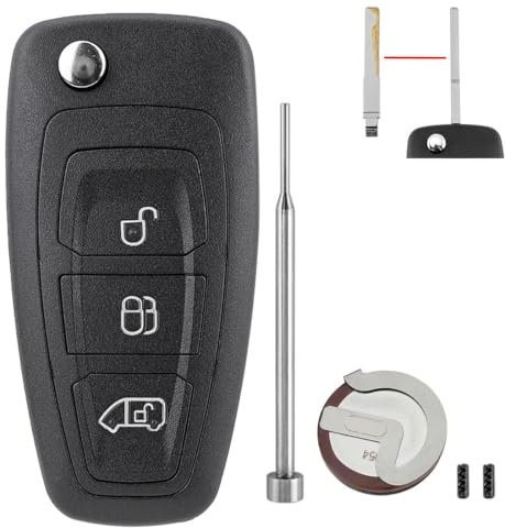 For Ford Transit Custom MK8 (2013-2020) Car Key Fob Case Cover | 3 Button For Ford Key Case with Pin Removal Tool & VL2020 Battery; For Ford Transit Custom & MK8, Transit Custom Key Case