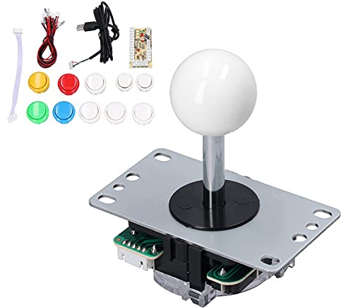 Ticfox QM070901 Game Joystick Kits Zero Delay Encoder Board 10 Tasten Joystick USB DIY Kit für MAME PC Gaming XP Win7 Win8 Win10 (Mischfarbe (weiß))