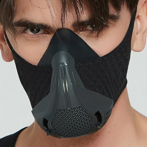 Trainingsmaske, High Altitude Training Maske, 25 Atemwiderstandsstufen, Elevation Simulation für Lungenkapazität und Cardio Ausdauer für Laufen, Cardio, Radfahren (M (56–100 kg))