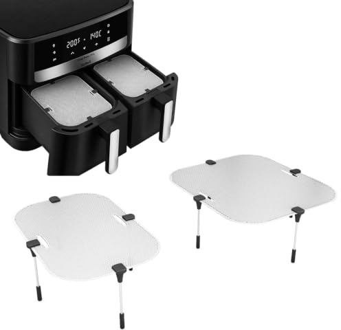 ZauberFry Spritzschutz Set für Tefal Easy Fry XXL Dual, 2er Set | Edelstahl Schutzgitter, Silikonfüße, Fettspritzschutz für Airfryer, große & kleine Garkammer, spülmaschinengeeignet