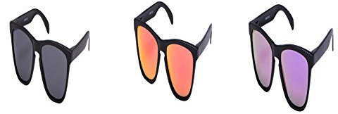Ciffre 3 er Set Sonnenbrille EL-Sunprotect® Polarisierte Linsen Retro Vintage Style Nerd Look Stil Unisex Brille - Schwarz - Smoke - Feuer Orange Lila Verspiegelt