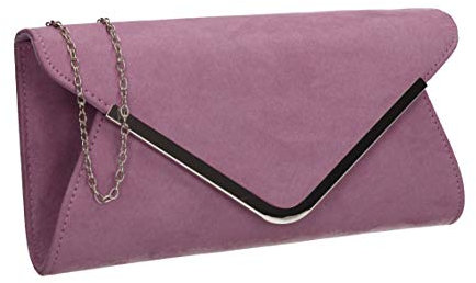 SwankySwans Karlie Suedette Womens Party Evening Clutch Bag Lilac Purple