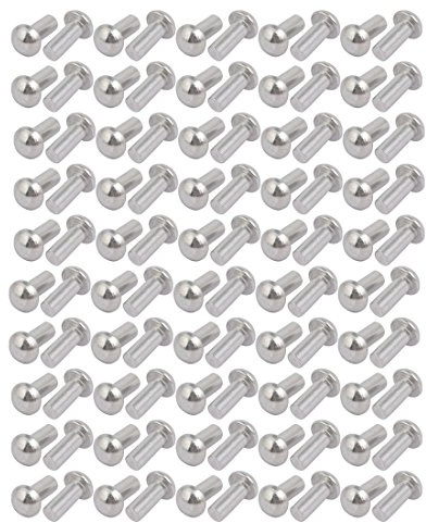 sourcingmap 100pcs M4x10mm Tête ronde demi-aluminium fixage Rivet solide