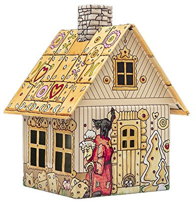 Crottendorfer - Räucherhaus Metall inkl. Räucherkerzenhalter - für Räucherkerzen Gr. M - Maße:7,2x7,8x9,8cm - Motiv:Hänsel und Gretel -Made in Germany