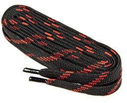 Cordones Planos para Zapatos y Botas de Trabajo y Calzado de Seguridad, Tejido Resistente, Hechos en Europa por Worker Walker Laces Pro, 1 par (9131 - negro con rojo / 120 cm - 47 pulgada)