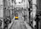 Forwall Fototapete Vlies Tapete Wanddeko Stadt Schwarz - Weiß Grau Gelb Taxi Brücke New York Moderne Wanddekoration 10330V8 368cm x 254cm Schlafzimmer Wohnzimmer