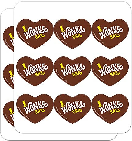 Willy Wonka und die Schokoladenfabrik Wonka Bar Logo Herz-Planer Kalender Scrapbook Craft Sticker 18 2 Stickers farblos