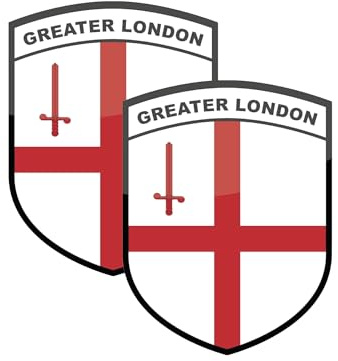 stika.co Lot de 2 Stickers Autocollant Drapeau du Grand Londres - Vinyle Autocollant pour Voiture, Van, Camion et Fenêtre - Vinyle Blanc