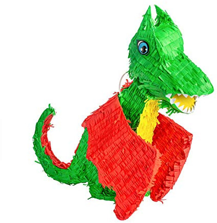 Fax Potato Dragon Cardboard Pinata & Blindfold Set - Fill Your Own Kids Large Party Accessory Decoration - W53cm x D14cm x H54cm