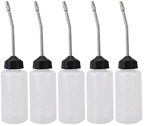 Sewing Machine Oil Dispenser 5Pcs 120ml Plastic Oiler Bottle with Long Angled Metal Spout for Precise Lubrication of Sewing Machines and Power Tools