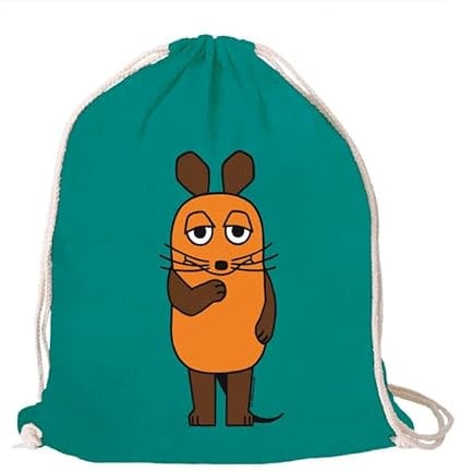 Logoshirt® Die Sendung mit der Maus I Maus I Stoffbeutel I bedruckt I smaragdgrün I AZO-free I stabiler Kordelzug I Lizenziertes Design