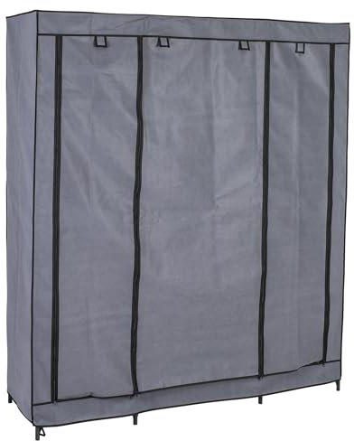 axentia XXL-Kleiderschrank, ca. 150 x 175 x 45 cm, Grau-schwarz