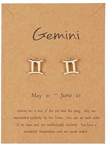 Gold Star Sign Stud Earrings - Gemini (21st May - 21st June) - Zodiac Constellation Horoscope Celestial Astrology Jewellery - Women Men Gift