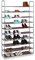 Relaxdays Schuhregal Stoff, HBT: 175,5x100x29 cm, für 50 Paar Schuhe, 10 Etagen, Stecksystem, XXL Schuhgestell, braun