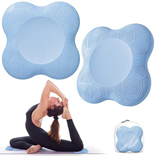 Bigmeda 2Stk Kniekissen für Yoga,Yoga Matt für Pilates,Minimiert und Unterstützt Knie Handgelenke und Ellbogen,Umweltfreundlich Leicht Rutschfest Yoga Mat (Hellblau)