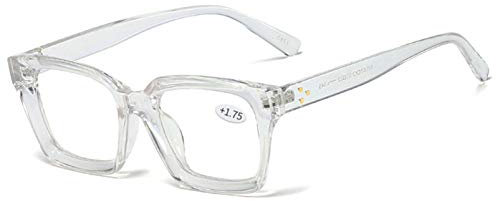 ZUVGEES Retro Oversized Blue Light Blocking Reading Glasses Big Eyeglass Frames Large lens Computer Readers (Clear, 1.50)