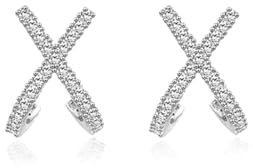 Reffeer Massive 925 Sterling Silber CZ Manschette Piercing Ohrstecker Wraps für Frauen X Criss Cross Manschettenohrringe Huggie Hoops (A-Silber)