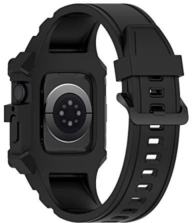 yanghongyua Cinturino in silicone per Apple Watch 7/6/5/4/3/2/1/SE(42mm/44mm/45mm), Cinturino in silicone sostituibile per Apple Watch 7/6/5/4/3/2/1/SE(42mm/44mm/45mm) (Nero)