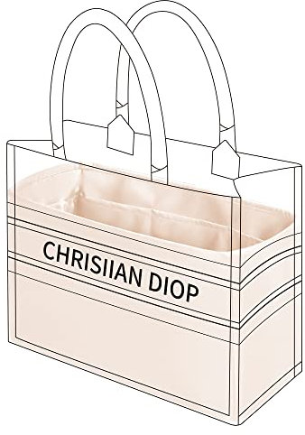 DGAZ Taschen Organizer Einsatz, Seide Taschenorganizer für Dior Book Tote Mini/S/M/L Tasche, Seidige Berührung Bag in Bag Organizer (Craie, Large)