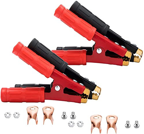 HuaLiSiJi Pinze Cavi Batteria Auto 1000a Pinze Coccodrillo per Cavi 16cm, Pinze Batteria con Guaina Isolante, Usato per Il Cavo di Salto-Avvio della Batteria dell'automobile (4 Pezzi)