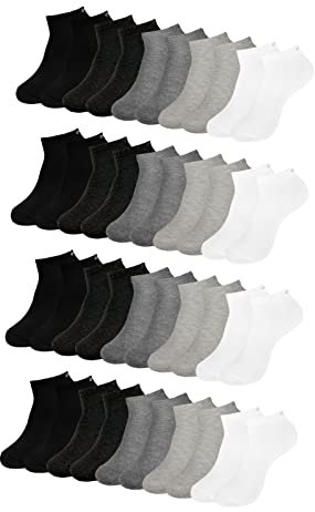 ONE STRANGE ROCK Herren Damen Sneaker Socken 5, 10, 15, 20, 30 Paar, Farbe:Schwarz/Grau/Weiß - 20er Pack, Größe:35-38