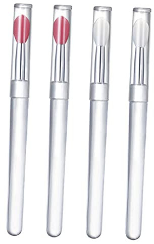 minkissy 4pcs Silicone Lip Brush Lid Portable Lip Balm Holder Mask and Eyeshadow Applicator Soft Handle Makeup Supplies for Daily Use