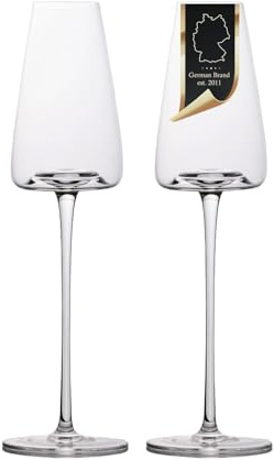INTIRILIFE 2x Champagner Glas mit modernen Design - 220 ml Füllmenge - Sekt Prosecco Glas Spülmaschinenfest Kristallglas stoßfest
