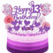 SNOWZAN Happy 13th Birthday Tortendeko Purpur Rosa für Mädchen Jungen - 13. Geburtstag Cake Topper mit Stern Herz - Kuchendeko für 13 Jahre