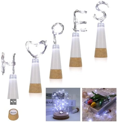 OCACA Lot de 3 guirlandes lumineuses rechargeables pour bouteilles de vin, idéales pour les événements intérieurs et extérieurs, les décorations de mariage et de Noël, guirlande lumineuse en cuivre d