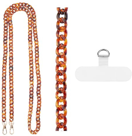 HOBBIESAY 1 Set Transparent Crossbody Phone Lanyard Loss Prevention Phone Chain Charm Easy Installation Neck Chain Holder Universal Saddle Brown Phone Lanyard with 3 Accessories for Cell Phone
