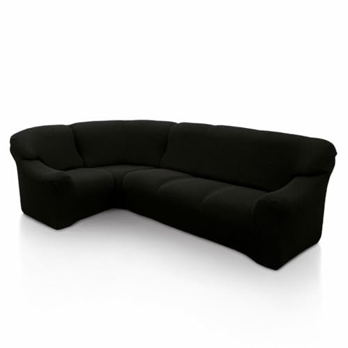 SOFASKINS super elastischer ecksofa überzug, waschbar, hochwertig, atmungsaktiv, bequem und langlebig, Sofa überzug, Einfach anzubringen, Maße (340-540 cm), Farbe Schwarz