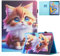 TEDTIKJT Hülle für Samsung Galaxy Tab A 10.5 2018 (SM-T590/ T595/ T597) Schutzhülle PU Leder Flip Cover Magnet Kartenschlitz Multi-Winkel Ständer Tablet Tablet Schutzhülle, Gelbe Katze