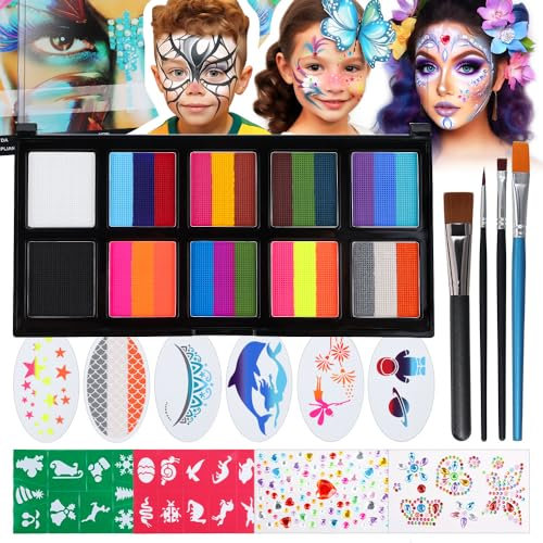 Janolia Pintacaras Infantil, 26 Colores Pinturas Cara para Niños con 4 Pinceles, Pintura Cara Niños Hipoalergenica, Pintura de Cara Para Niños, Maquillaje Infantil Face Paint Halloween Fiesta Carnaval