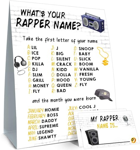 Notorious One Birthday Decorations,Rapper Theme Birthday Party Sign,Rapper Activity Decoration Supplies,Game Night Party Decorations,What's Your Rapper Name Game
