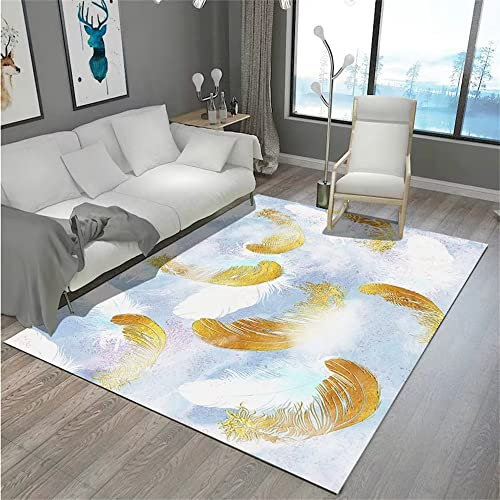 RUGMRZ Webteppich Wohnzimmerteppich Gelbes und blaues Licht Luxus Wohnzimmer Teppich modernes Design pflegeleicht Kurzflor Teppich Designer Teppich 60 x 100 cm