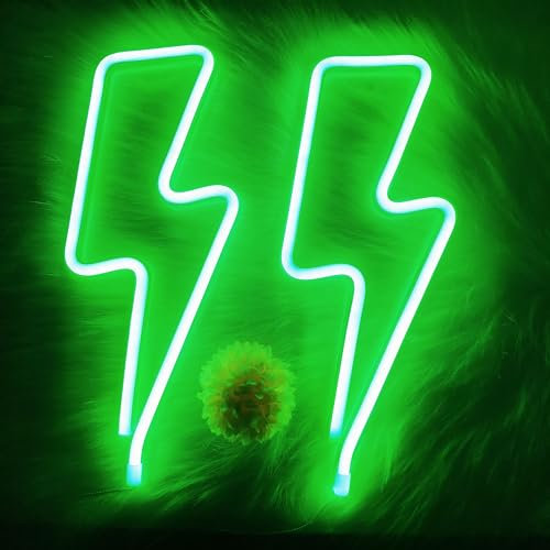 Panneau néon Lightning Bolt - Décoration murale - Fonctionne avec piles - Décoration de chambre d'enfant - Éclairage LED - Pour salle de jeux, chambre à coucher, bar, fête d'anniversaire