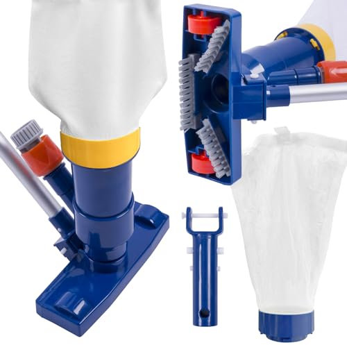 POOLAZA Manual Pool Vacuum for Above Ground Pool(2025 Upgrade) with Fine Mesh Bag& 56 Pole, Handheld Pool Vacuum Jet Underwater Cleaner, Spa Pool Vacuum Cleaner Attach to Garden Hose