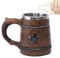 WOBBLO Bierbecher aus Holz | Trinkbecher aus Holz, doppelwandiger Bierbecher aus Edelstahl, 600 ml, Retro-Fass aus Holz, Tankards aus Holz, Souvenir