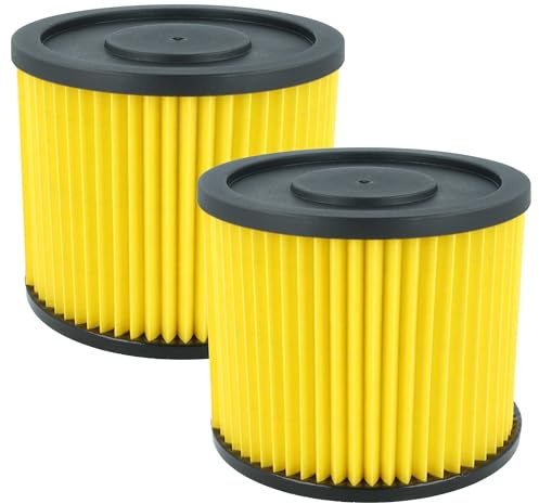 vhbw 2x Faltenfilter kompatibel mit Einhell BT-VC 1250-2 | BT-VC 1250 SA, BT-VC 1250 S, BT-VC 1250/1, BT-VC 1450 S Staubsauger - Patronenfilter Gelb