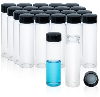 ALWSCI 20pcs 40mL Glas Probe Fläschchen Probenahme Flaschen 24mm schwarz geschlossen Top PP Cap, PE Liner Probe Container Labor Fläschchen 27.5x95mm