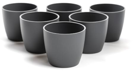 YouGarden Elho Anthracite Pot Covers 7cm Set of Six For Houseplants and Displaying Indoors