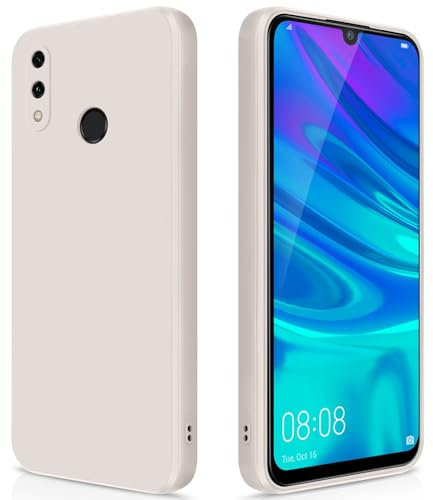 GiiYoon Hülle Kompatibel mit Huawei P Smart 2019, Hochwertiges Liquid Silicone Case, Rundumschutz Handyhülle, Kratzfestes Weiches Mikrofaserfutter- Weiß