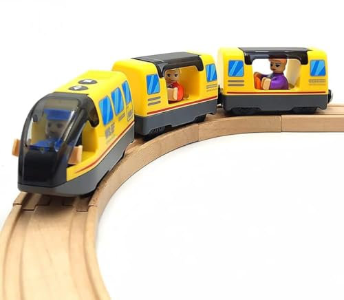 Batteriebetriebenes Action-Lokomotiv-Zugset für Holzeisenbahnschienen (magnetisch) - Kompatibel mit Thomas die Lokomotive, Brio-Zugset für Kleinkinder im Alter von 3 4 5 Jahren (ohne holz-gleise)